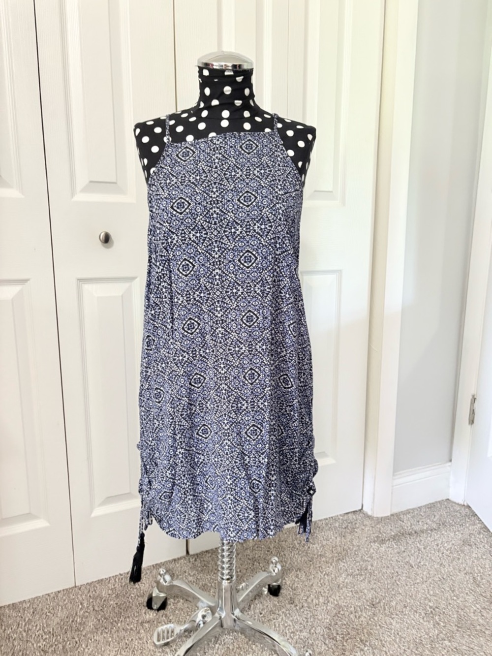 Hurley Blue Printed Mini Halter Dress
